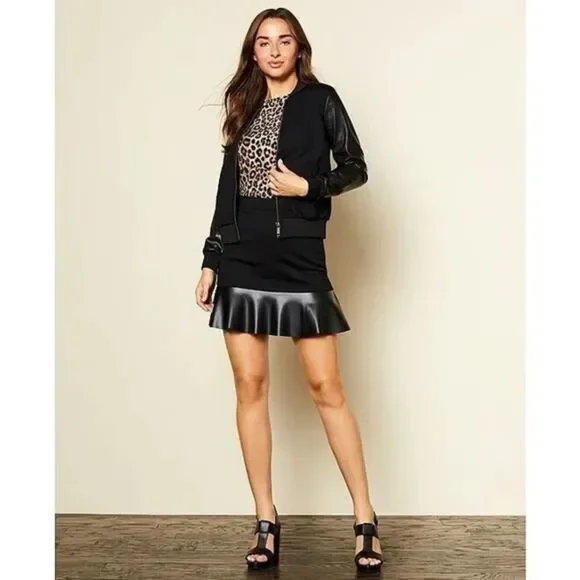 Michael Kors black leather trim mini skirt SIZE SMALL NWOT - Picture 10 of 14